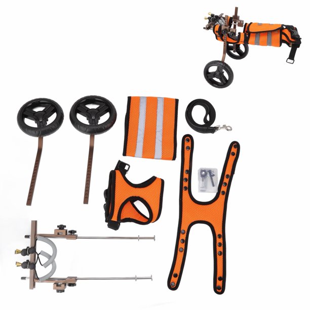 Sillas de ruedas para mascotas, ajustables, de aleación de aluminio, portátiles, para rehabilitación de mascotas, con tiras reflectantes y velcro.