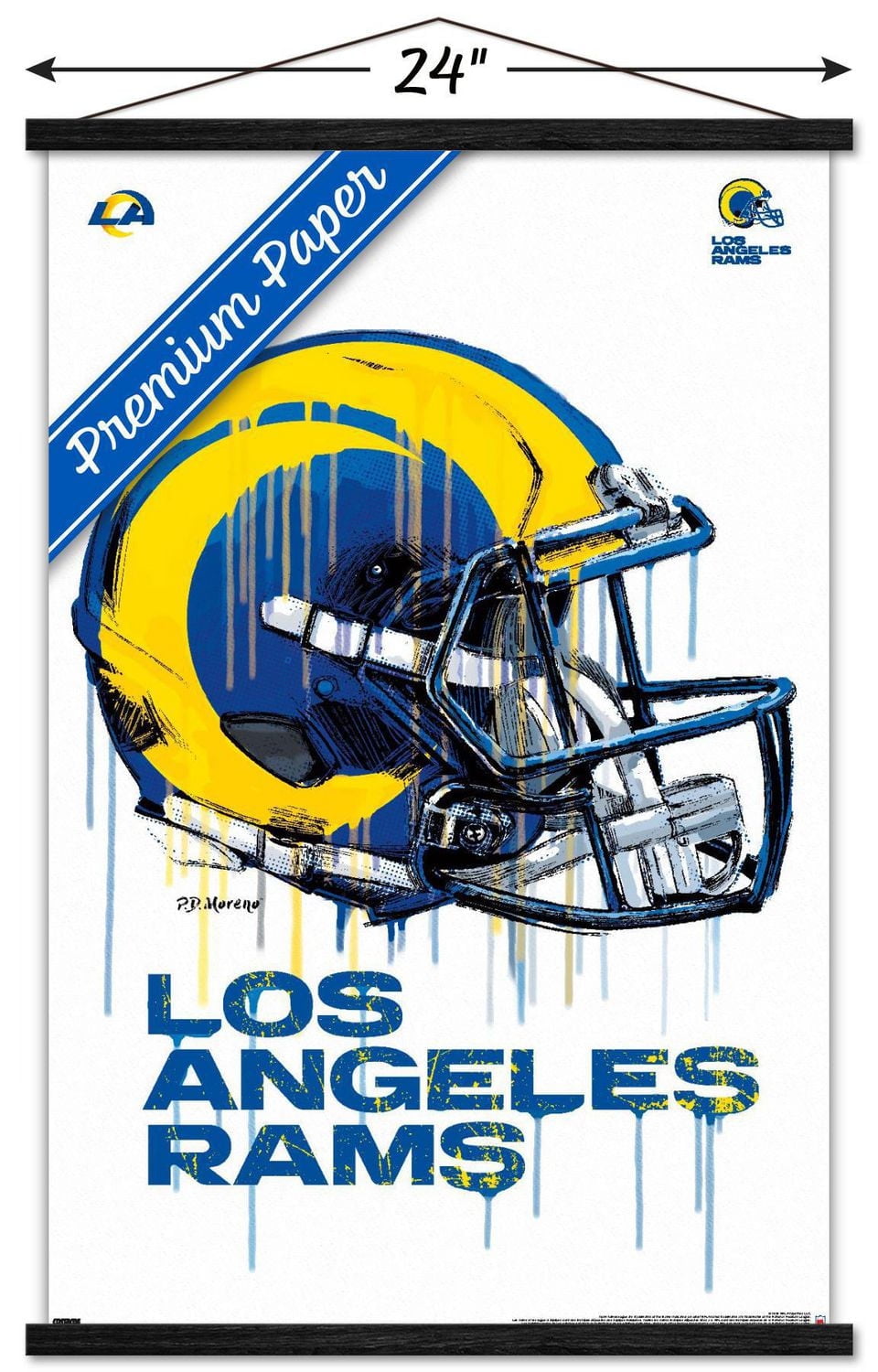NFL Los Angeles Rams - Drip Helmet 20 Wall Poster, 14.725" x 22.375" Framed