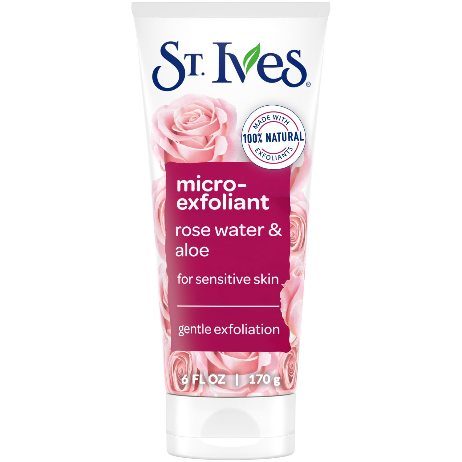 (2 pack) St. Ives Gentle Smoothing Face Scrub Rose Water & Aloe Vera Made with 100% Natural Exfoliants, Paraben Free, Oil-Free, Dermatologist Tested, 6 fl oz