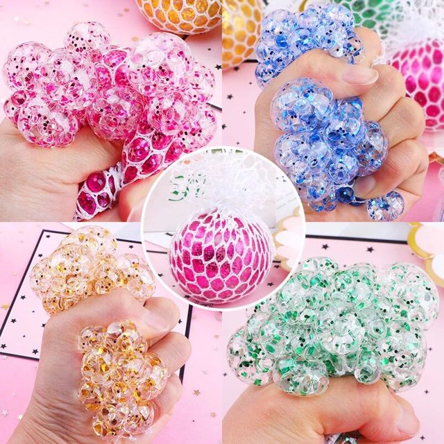 Stresses Reliever Squeeze Toys Mesh Ball Grape Squeeze Toy Child Adult Hand to Knead Novelty Sensory Fruity Play Toys1pc 6cmRussian Federation He Qiyong unisex