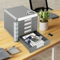 thumbnail image 6 of 5 Tiers Desktop Drawer Organizer Drawer Lockable A4 File Size Organizer for Office Desk Polishing Finish, 6 of 18