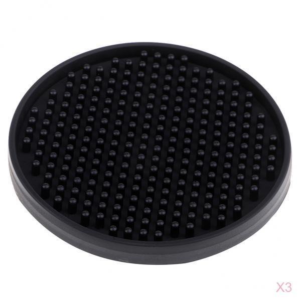 Paquete de 3 posavasos para bebidas, a prueba de , taza de silicona suave, alfombrilla para taza, 4 pulgadas, negro Baoblaze Posavasos redondos de silicona suave