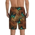 thumbnail image 2 of Balery Vintage Butterfly Green Men's Cotton Knit Pajama Shorts Waistband & Pockets,Short Pajama Pants-XX-Large, 2 of 8