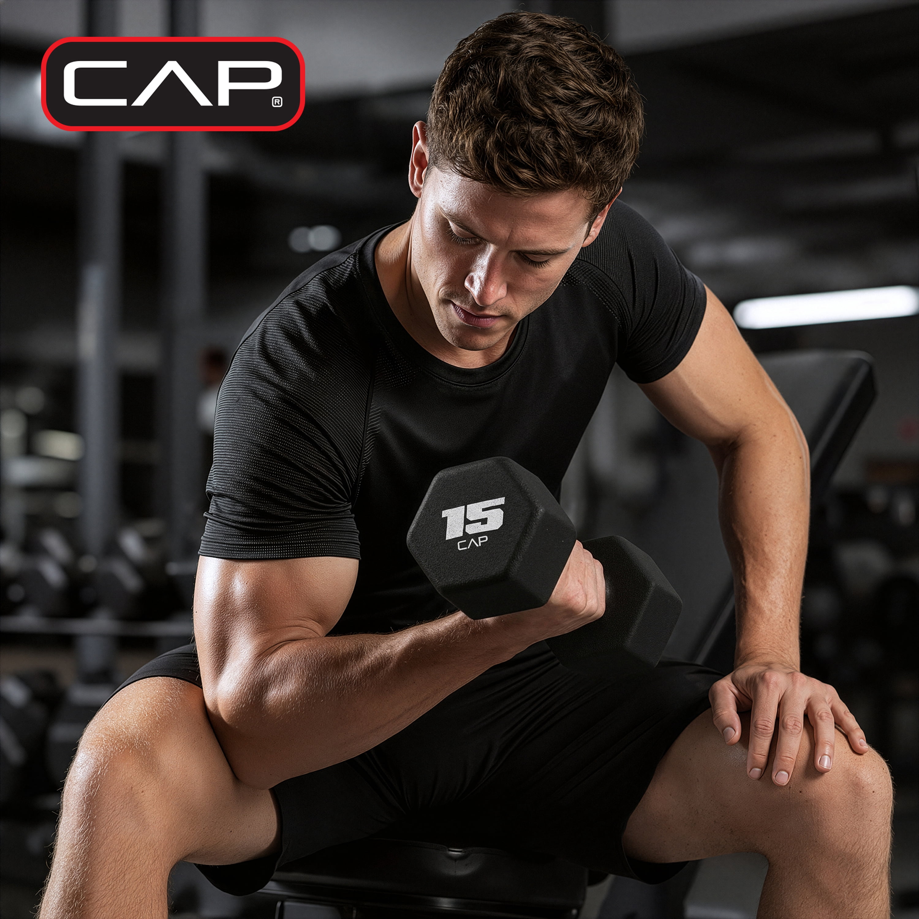 CAP, 3lb Neoprene Dumbbell, Black, Single