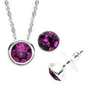Swarovski Crystal Silver-Plated Necklace and Earring Set, Available in 12 Birthstones