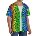 thumbnail image 4 of Gaeub Multicolored Butterflies Men's Lapel Short Sleeve Shirt, Relaxed Fit Shirt, Soft and Breathable for Outdoors Party Travel - 3X-Large, 4 of 7