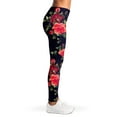 thumbnail image 4 of Red Violet Roses Floral Pattern Print Leggings, Floral Sexy Yoga Leggings For Women., 4 of 5