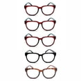 thumbnail image 2 of EYE ZOOM 5 Pack Ladies Stylish Plastic Frame Reading Glasses for Women, Mul-Color, Strength: +1.00, 2 of 5