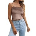 thumbnail image 1 of Playeras,Blusas y Tops,Ropa para Mujer Tallas grandes Camiseta sin mangas pequeña Retro de estilo corto de terciopelo para mujer (Khaki, S), 1 of 7
