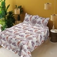thumbnail image 2 of Ambesonne Tropical Boho Fitted & Flat Sheet with Sham 3 Pcs Set, Modern Exotic Leaves, Twin XL, Mauve Taupe Ruby White, 2 of 5
