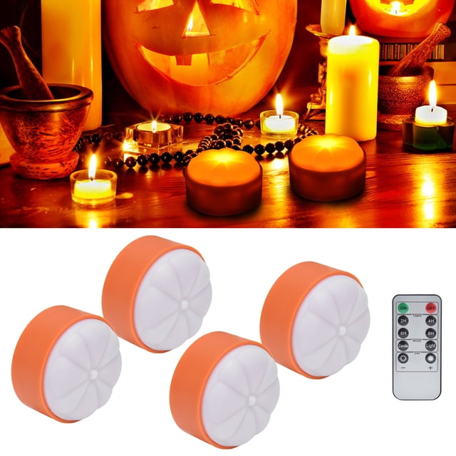 Iluminación interior, 4 luces LED de calabaza, lámpara decorativa, luces decorativas, resistentes y resistentes