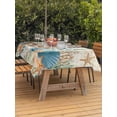 thumbnail image 2 of Outdoor Tablecloth with Umbrella Hole and Zipper, Teal Blue Coastal Rectangle Table Cloth 60x84 Inch Waterproof Tablecloth, Summer Beach Starfish Shell Coral Nautical Retro Picnic Table Cover, 2 of 7