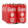 Bravus Non-Alcoholic Craft Beer, Raspberry Gose, vegan, gluten-reduced, lactose free, low-calorie, 12 fluid ounce can, 6-pack