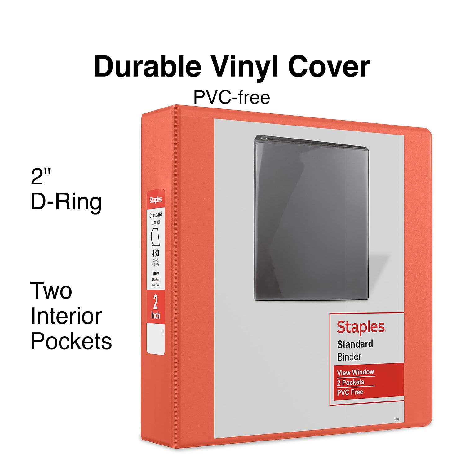 Staples Standard 2' 3-Ring View Binder Orange (26446-CC) 82642