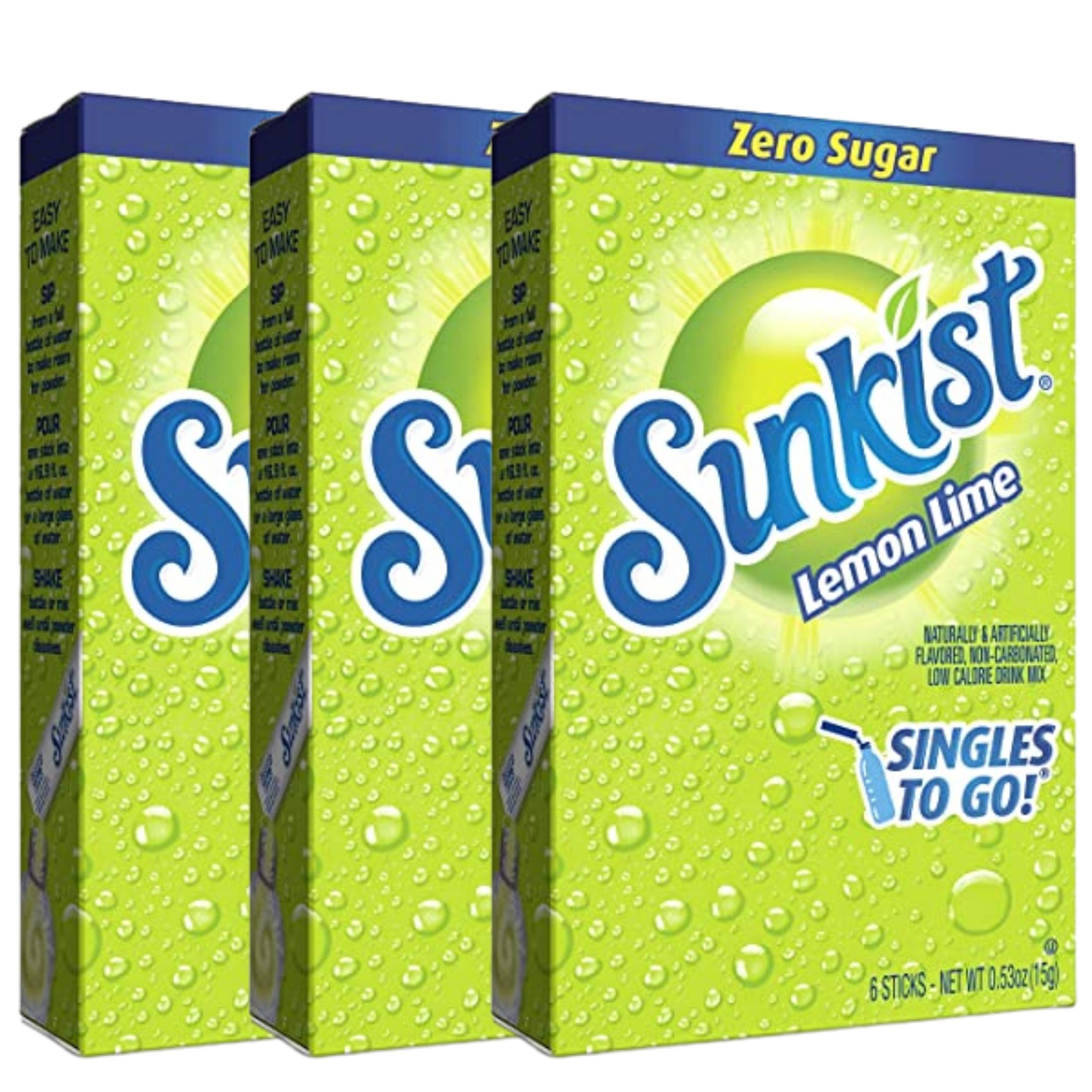 Sunkist Lemon Lime Singles To Go Drink Mix, SugarFree CaffeineFree