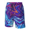 thumbnail image 4 of Adobk Swirl Print Blue Purple Print Men's Swim Trunks Hawaiian Bathing Suit Swimsuits Beach Shorts with Pockets-XX-Large, 4 of 6