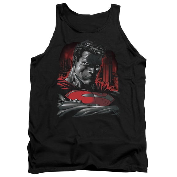 Superman Man Of Steel Adult Tank Top Black