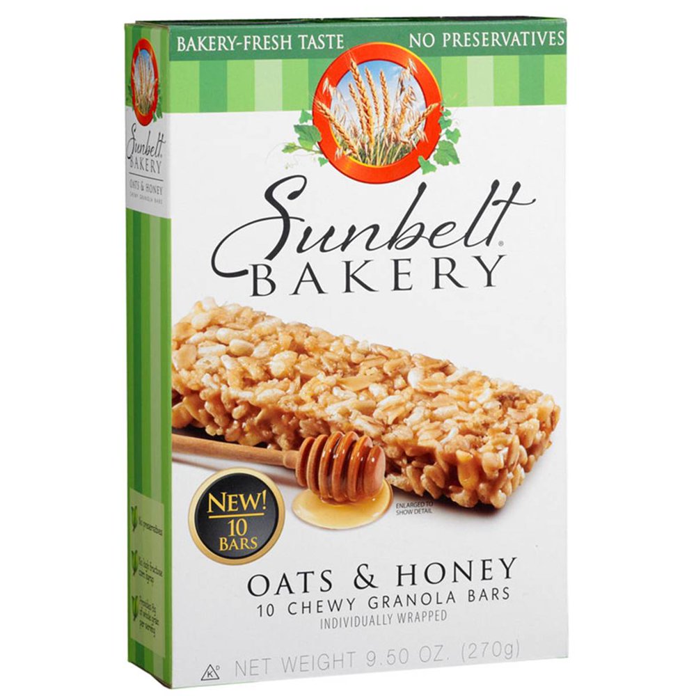 Sunbelt Bakery Oats & Honey Chewy Granola Bars 9.50 oz Boxes Pack of 4
