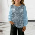 thumbnail image 1 of EGNMCR Mode Fille Décontracté Couleur Unie Col Rond Manches Longues Haut à Paillettes Blouse Fille Robe en Polyester, 1 of 7