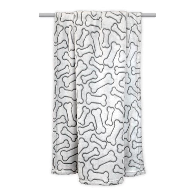 Design Imports CAMZ34143 Grey Embossed Bone Print Pet Blanket