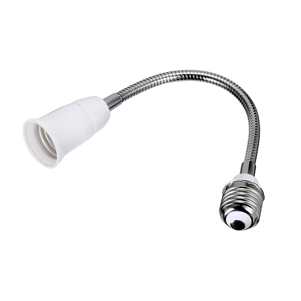 E27 to E27 PBT Light Lamp Bulb All Direction Extender Adapter White 21cm Length