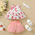 thumbnail image 5 of UAYOTSE Toddler Baby Girl Summer Sleeveless Ruffle Appliqu茅 Crop Top with Cotton Linen Shorts,6-9 Months Light Pink, 5 of 9