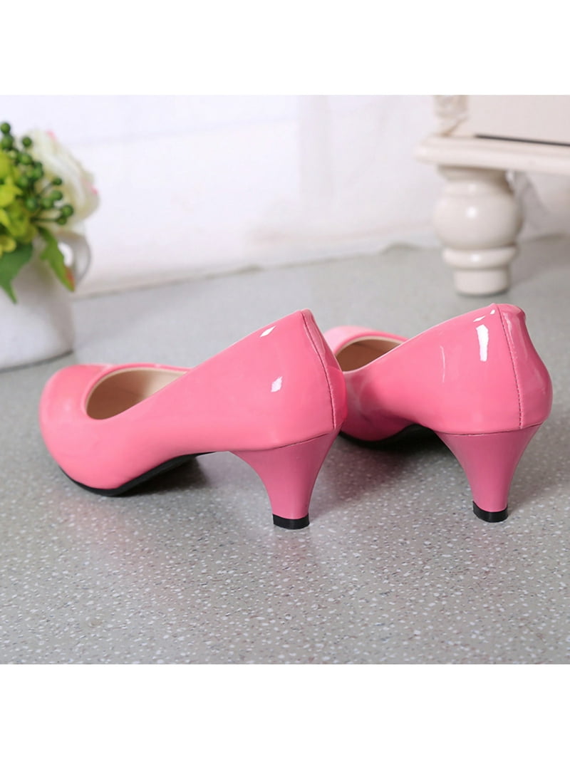 Gomelly Women's Heels Low Heel Pointed Toe Pump Shoes Party Dress Shoes Pink  7 - Walmart.com