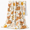 thumbnail image 2 of Whimsical Autumn Deer Leaves Pattern, Cozy Friendship Quote Scene, Warm Flannel Blanket for Living Room and Reading Nook, Art Lovers Thanksgiving Gift, Artistic Home Decor, 2 of 9