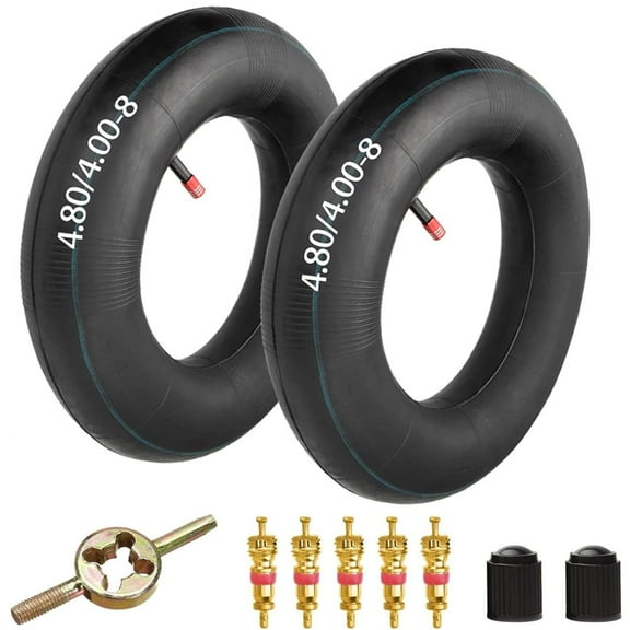 4.80/4.00-8 480/400-8 Inner Tubes with Straight Stem Valve Gap Suitable for Mowers Hand Trucks Wheelbarrows Carts Generators Yard Trailers Dollies Trolleys Wagons Pack of 2