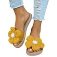 thumbnail image 4 of Women's Summer New Casual Flat Flat Big Flowers To Wear Flat Beach Slippers Summer Sandals for Women Yellow 42, 4 of 8