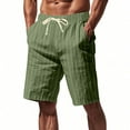 thumbnail image 2 of YLSDY Mens Striped Linen Shorts Elastic Waist Print Short Pants Loose Fit Casual Summer Beach Vacation Shorts with Pocket Army Green M, 2 of 9