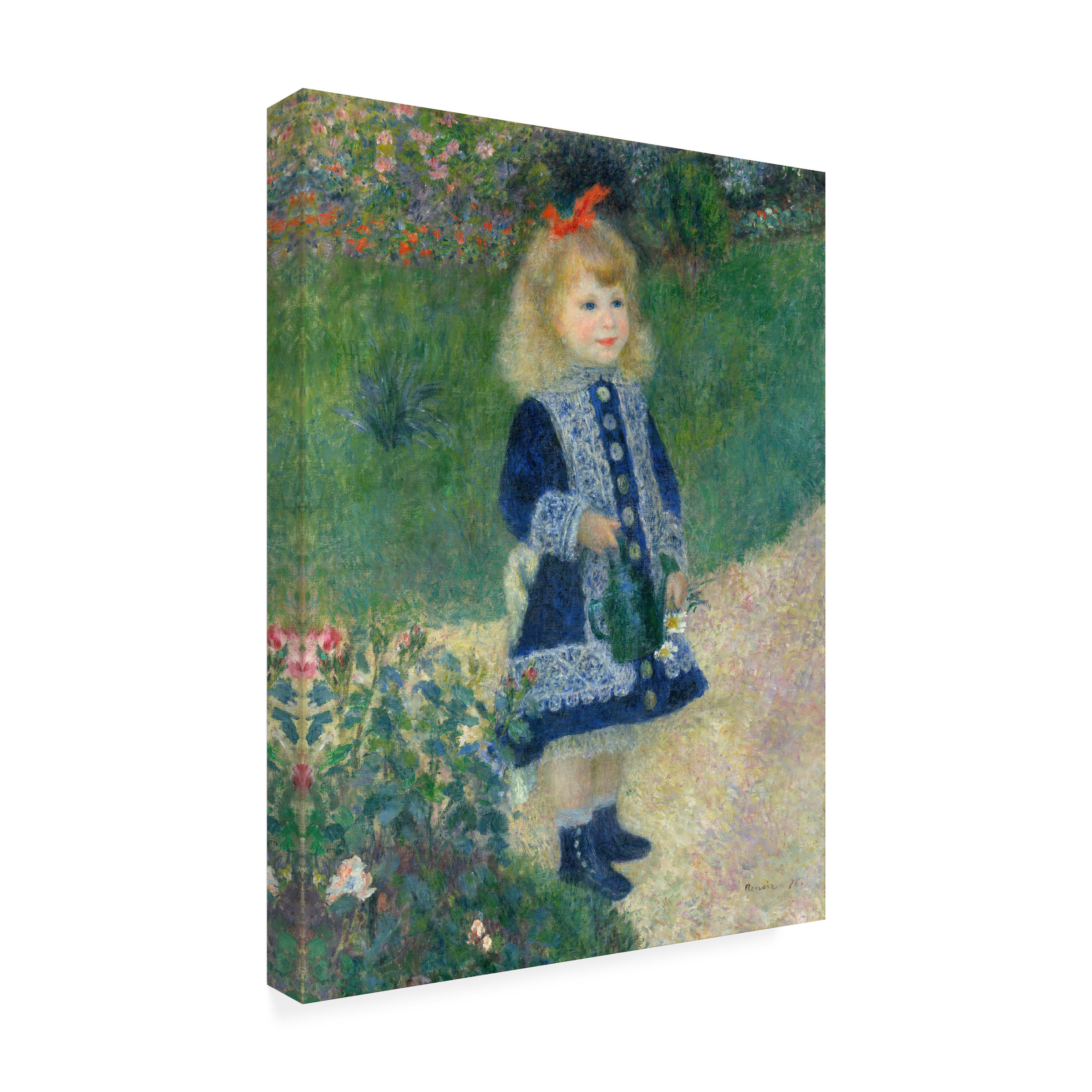 Pierre Renoir 'A Girl With a Watering Can' Canvas Art