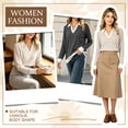 thumbnail image 6 of MecTo Women's Herringbone Knit Polo Sweater V Neck Long Sleeve Casual Fall Pullover, 6 of 9