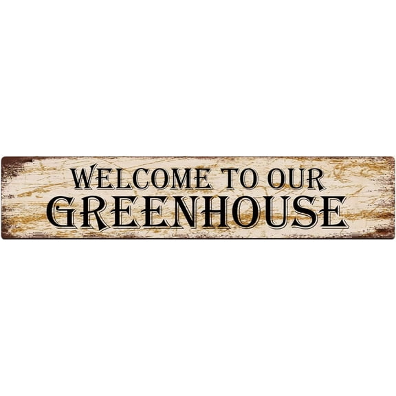 Welcome to Our Greenhouse Retro Tin Signs Aluminum Metal Sign for Kitchen Home Garden Wall Bar Cafe Decor 4x16 Inch