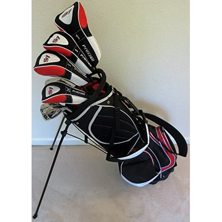 Mens Golf Set Complete Driver, 3 & 5 Fairway Woods, Hybrid, Irons, Putter Sand Wedge & Deluxe Stand Bag Right