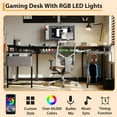 thumbnail image 2 of Yiwa U Shaped Home Office Desk, Reversible L Shaped Gaming Computer Desk with Power Outlets,126 Inch Computer Desk with Monitor Stand and LED Lights,Storage Shelves,Storage Bag and Hooks, 2 of 6