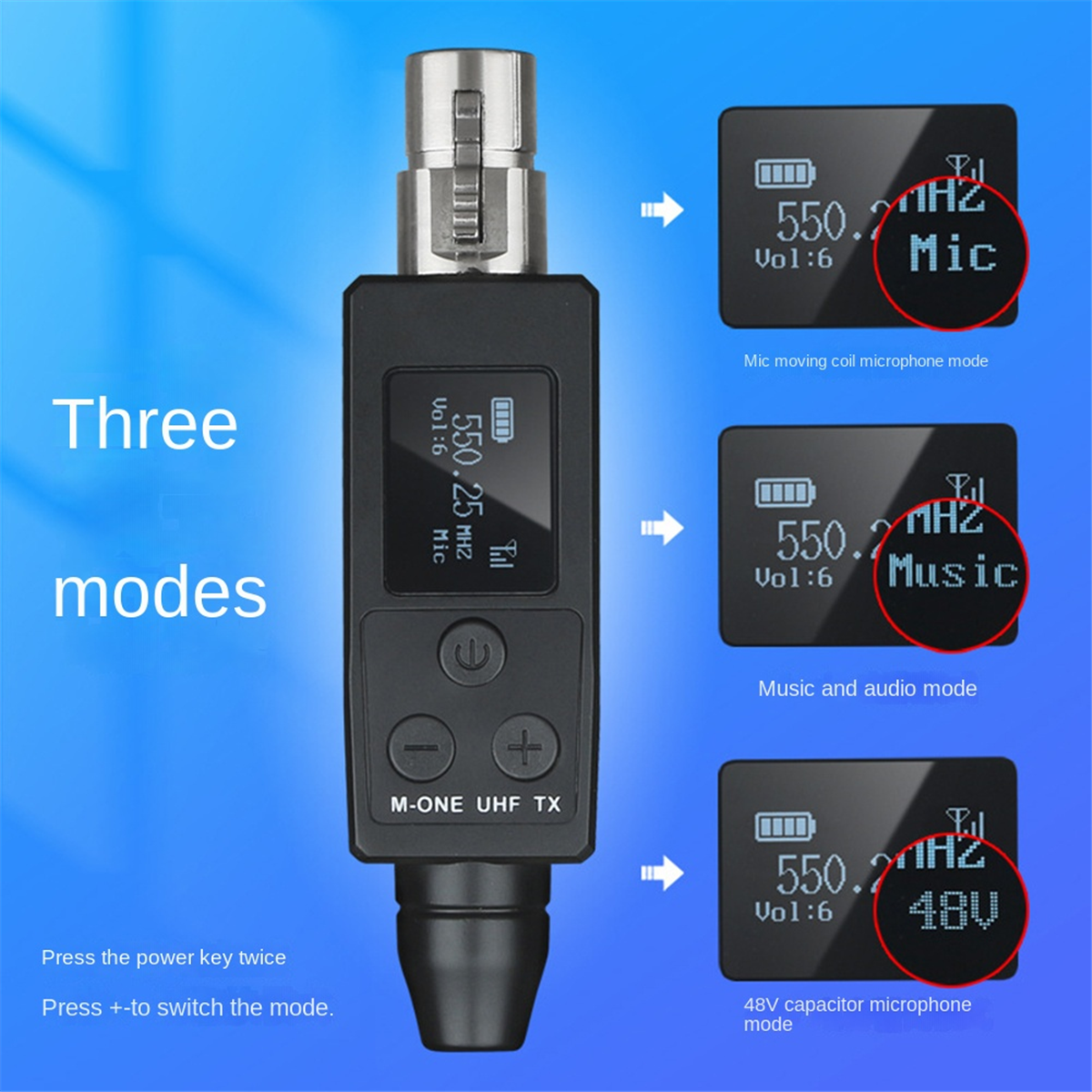 UHF Wireless Microphone Converter Transmitter Receiver for Dynamic Microphone Guitar Receiver Wireless Adapter