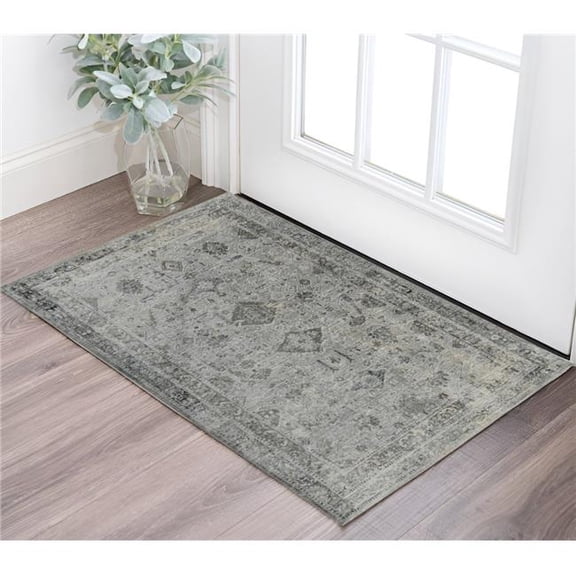 HomeRoots 570828 2 x 3 ft. Gray & Charcoal Medallion Rectangle Area Rug