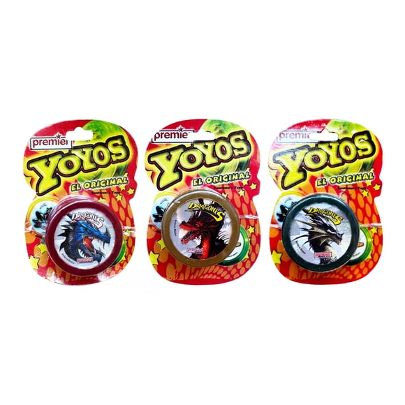 Yoyo Premier Dragón Pack c/3 piezas colores surtidos Juguete clásico de habilidad y destreza para niños