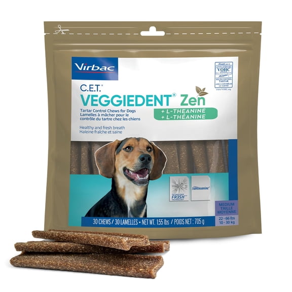 C.E.T. VEGGIEDENT Zen Tartar Control Chews for Dogs - Medium Medium (Pack of 30)