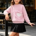thumbnail image 5 of Afuyipoi Girls Heart Print Long Sleeve Pullover Sweater for Kids Size 3-13Y Winter Warm Casual Wear Pink Size 5T, 5 of 7