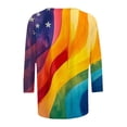 thumbnail image 5 of Htigea Women's Patriotic Printed Shirts 3/4 Sleeve Crewneck Pullover Tops 4th of July 250th Anniversary Tshirts Summer Wear 02 Multicolor XXXXXL, 5 of 5