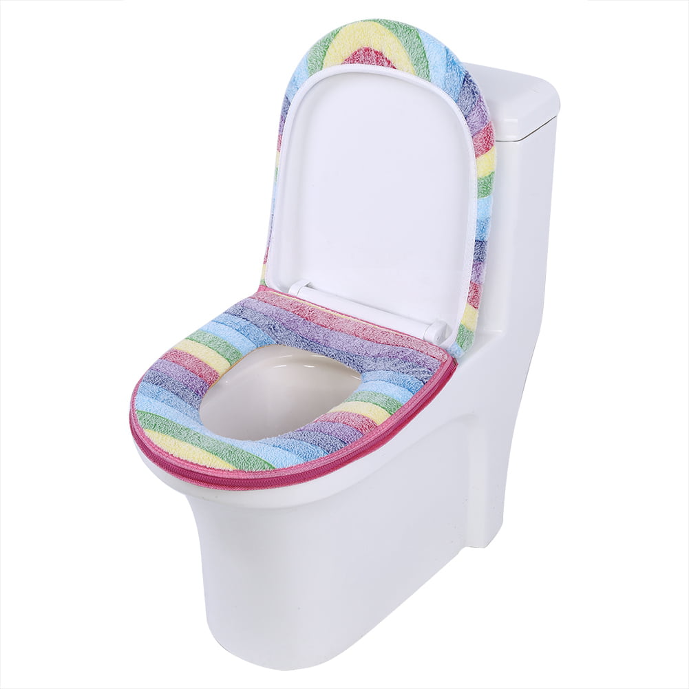 Comfortable Warm Coral Velvet Bathroom Toilet Seat Cover Washable Soft Cushion. 