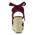 thumbnail image 2 of BLISSFUL STEP Women's Shoes Espadrille Wedge High Heel Round Toe Sandals Burgundy 5.5, 2 of 7