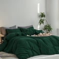 thumbnail image 4 of MooMee Duvet Cover Set Full 100% Washed Cotton Twill Ultra-Soft Breathable Linen Like 3-Piece (Forest Green, 80"x90"), 4 of 7