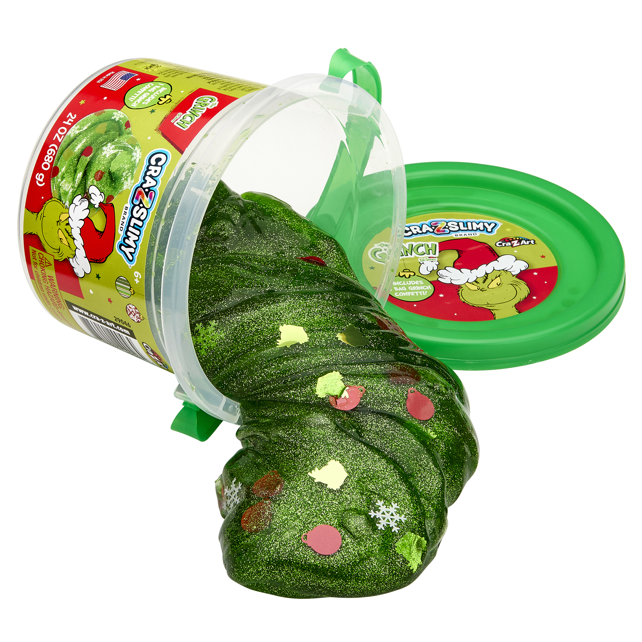 Cra-Z-Slimy Grinch Slime Green Glitter & Confetti 24oz Tub by Cra-Z-Art