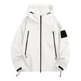 thumbnail image 5 of YUTK Womens Zip Up Hoodies - Women Solid Color Rain Jacket Outdoor Hooded Windproof Loose with Pocket Coat White L, 5 of 8