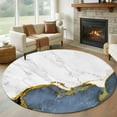 thumbnail image 2 of Round Rugs 8 Ft, Blue Gold Marble Non Slip Area Rugs for Kitchen Bedroom Entryway, Modern Abstract Marble Crack Texture Washable Carpet Runner Rug Floor Mats for Bedroom Home Decor, 2 of 9