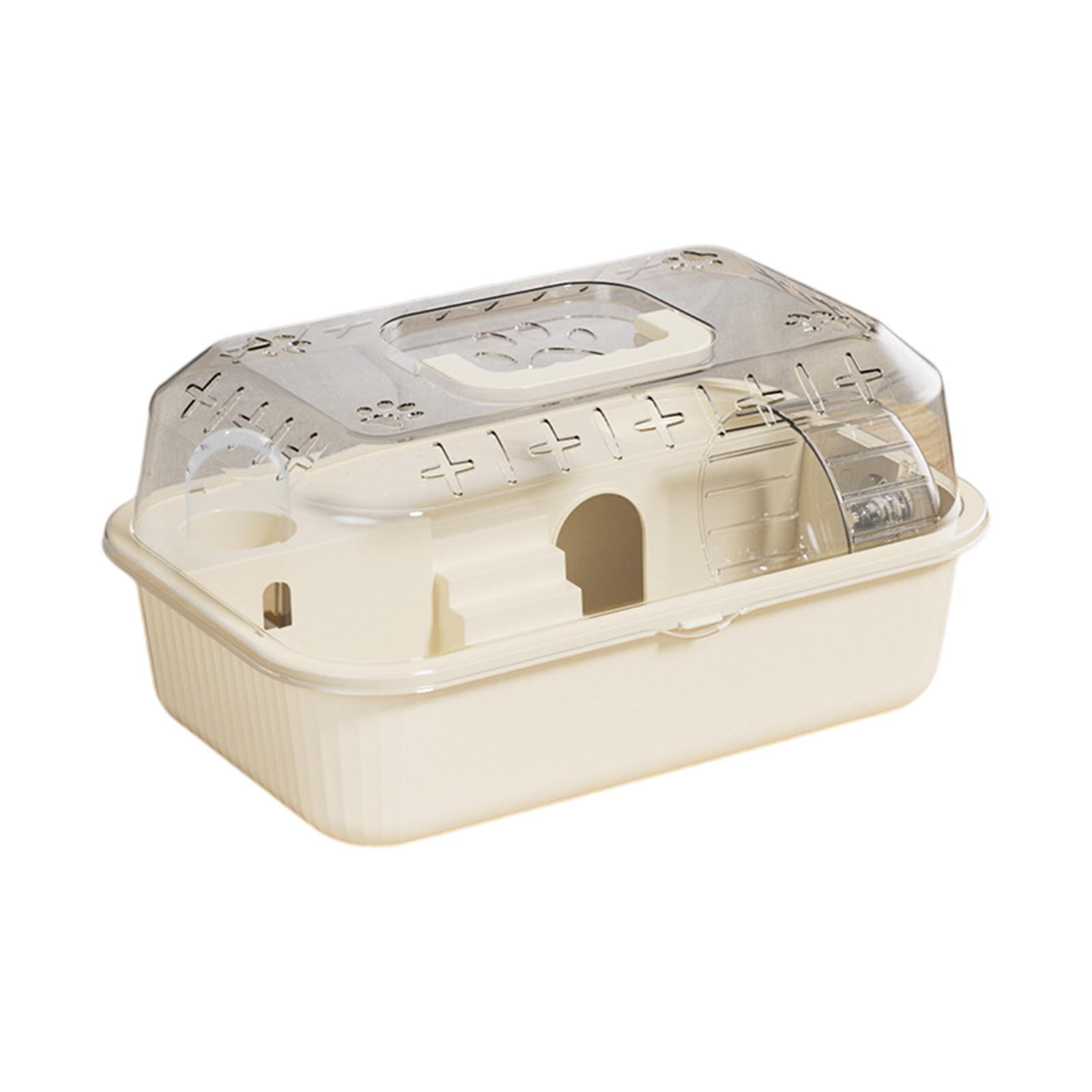 Dualoai Hamster Cage, Hamster Habitat with Handle, with Wheel, Pet Cage for Guinea Pigs, Rice White