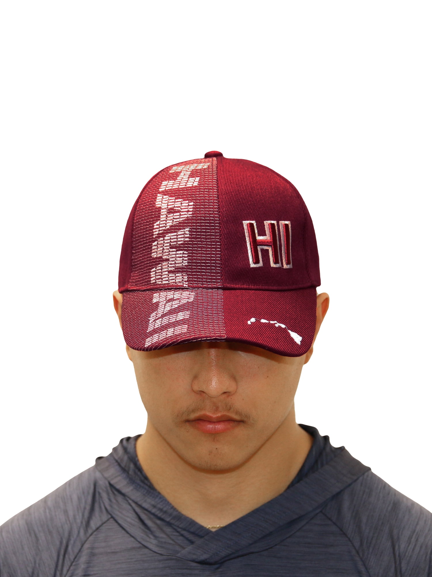 ISLAND CREW HAWAII CAP: Hi Hawaii W/ Island Logo, Burgundy